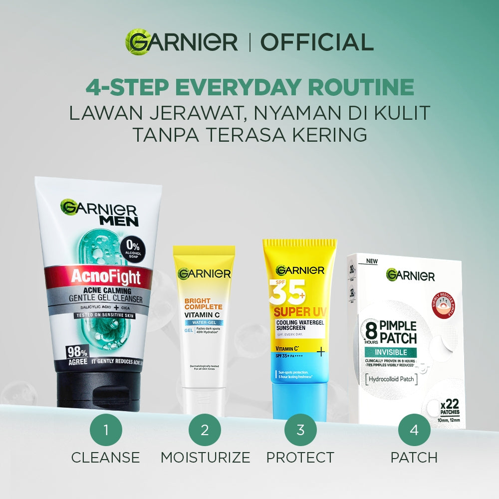 BARU Garnier Men Facial Wash Acno Fight Acne Calming Gentle Low PH Gel Cleanser 100ml Sabun Cuci Muka Pria Moisturizer Sunscreen Face Wash Facial Wash