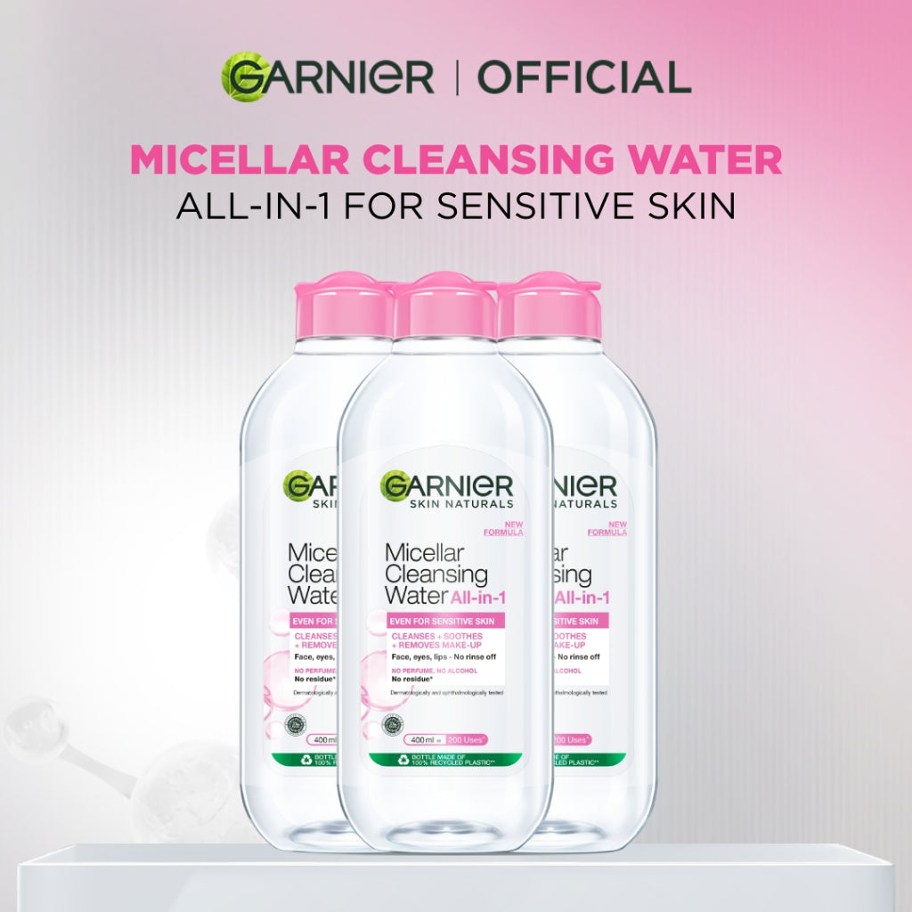 [PAKET HEMAT ISI 3] GARNIER Micellar Water 400ml ALL VARIANT Skincare Cleansing - Pembersih Wajah & Make up untuk Kulit Sensitif Micellar Cleansing Water Paket Skincare 1 set lengkap