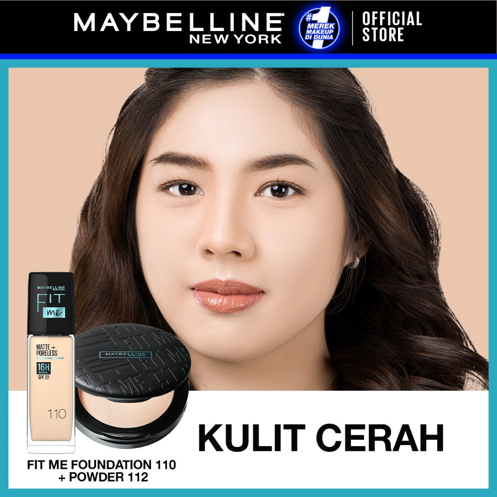 Maybelline Paket Makeup FIT ME Compact Powder + FIT ME Liquid Foundation FREE GIFT | Oil Control Tahan Lama