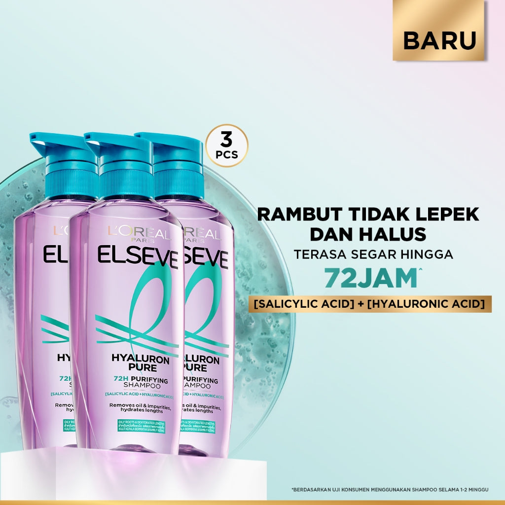 [PAKET HEMAT 3Pcs] L’Oreal Paris Triple Pack ELSEVE Fall Resist, Total Repair 5, Hyaluron Pure, Hyaluron Moisture | Perawatan Rambut Kering, Rontok, Rusak, Lepek & Berminyak
