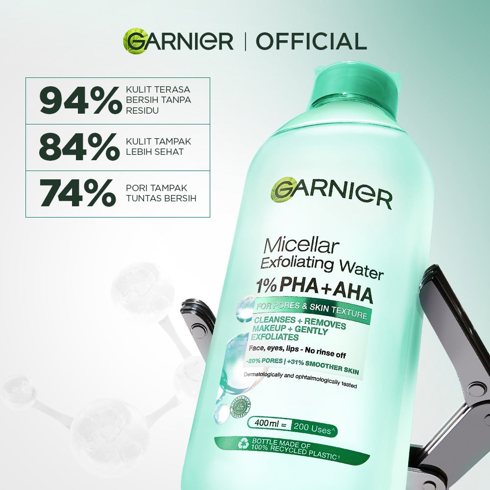 GARNIER Micellar Water ALL VARIANT 400ml Skincare Cleansing - Pembersih Wajah & Make up Membersih dalam sekali swipe Suitable for All Skin Brightening Clear Skin Micellar Cleansing Water