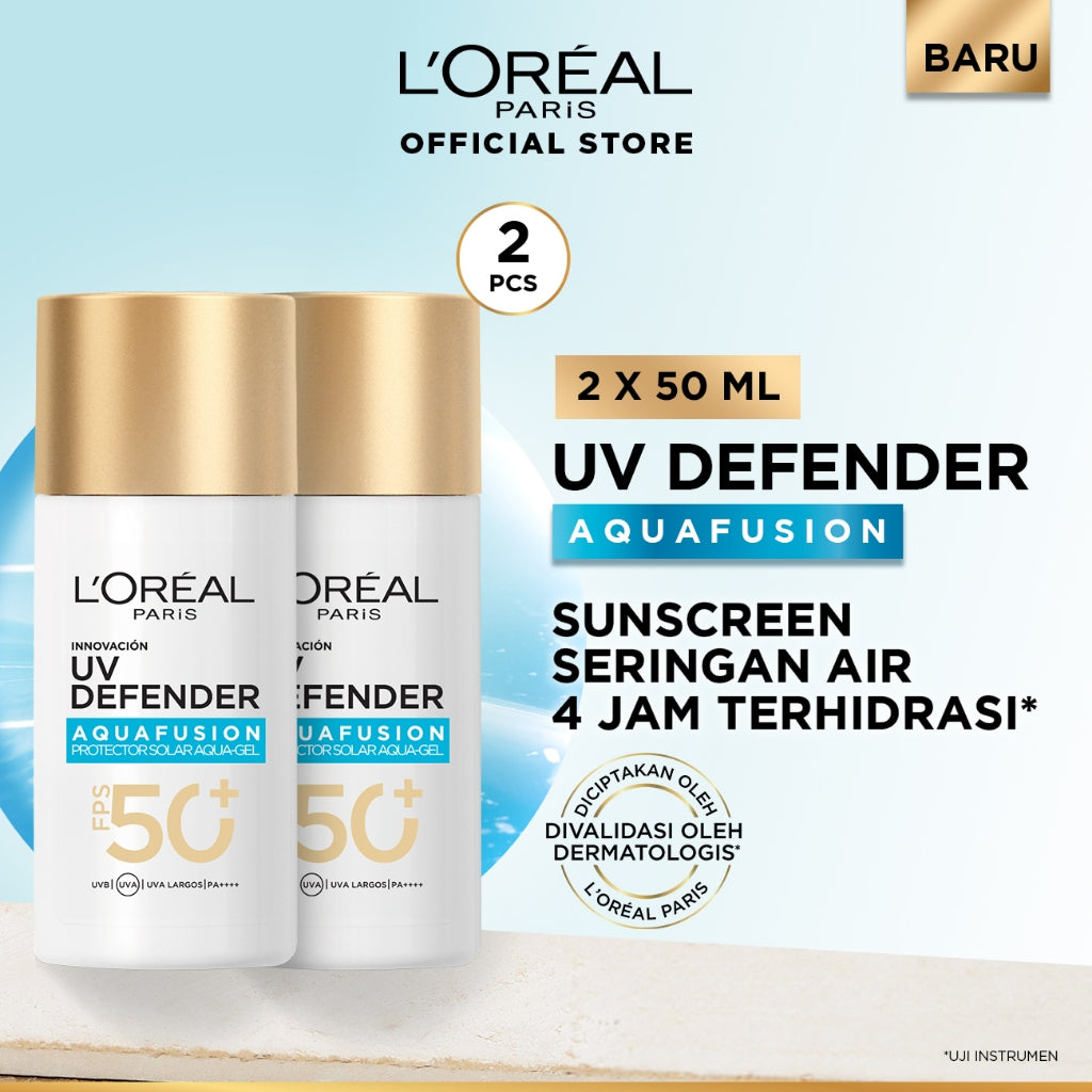 [NEW LAUNCH] L’Oreal Paris UV Defender Aquafusion Daily Water Gel Sunscreen SPF50+ PA++++, Sunscreen Seringan Air, 24 Jam Terhidrasi