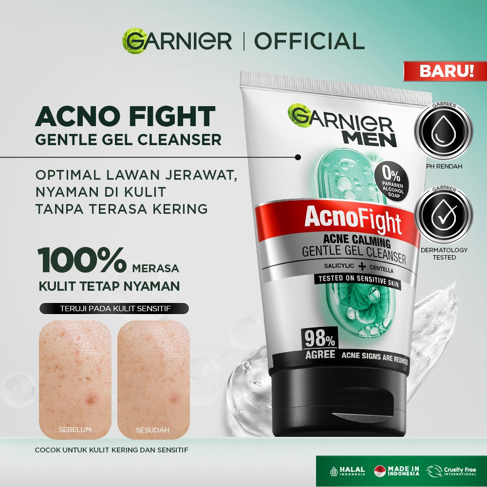 GARNIER Men Facial Wash 100ml ALL VARIANT ISI 2 sabun cuci muka pria - face wash Skincare pembersih wajah acno fight turbo bright wasabi charcoal oil control lawan jerawat kulit kusam