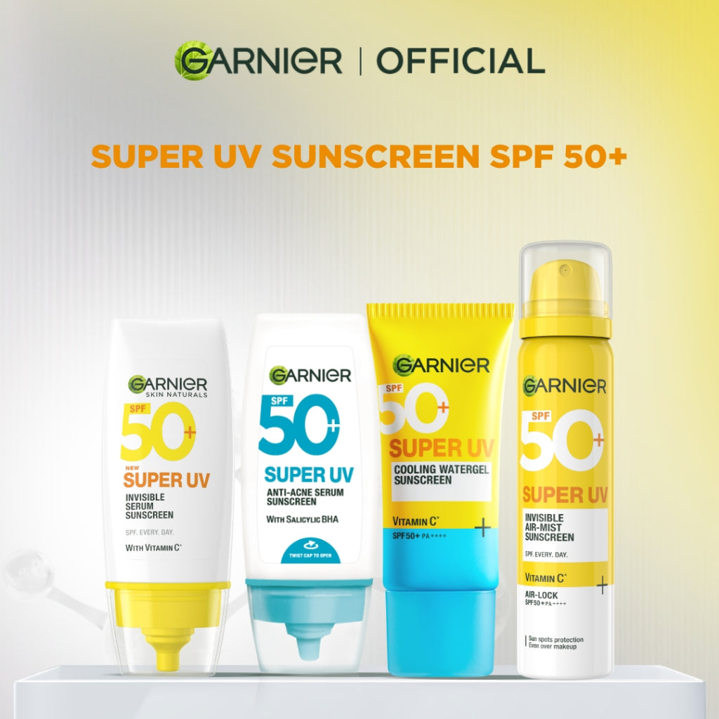 GARNIER Super UV Serum Sunscreen ALL VARIANT SPF 50+ PA++++ Vitamin C Skincare - 30ml Sunblock Mencerahkan Wajah sunscreen spf 50 pa ++++ Tabir Surya Sunscreen Spray