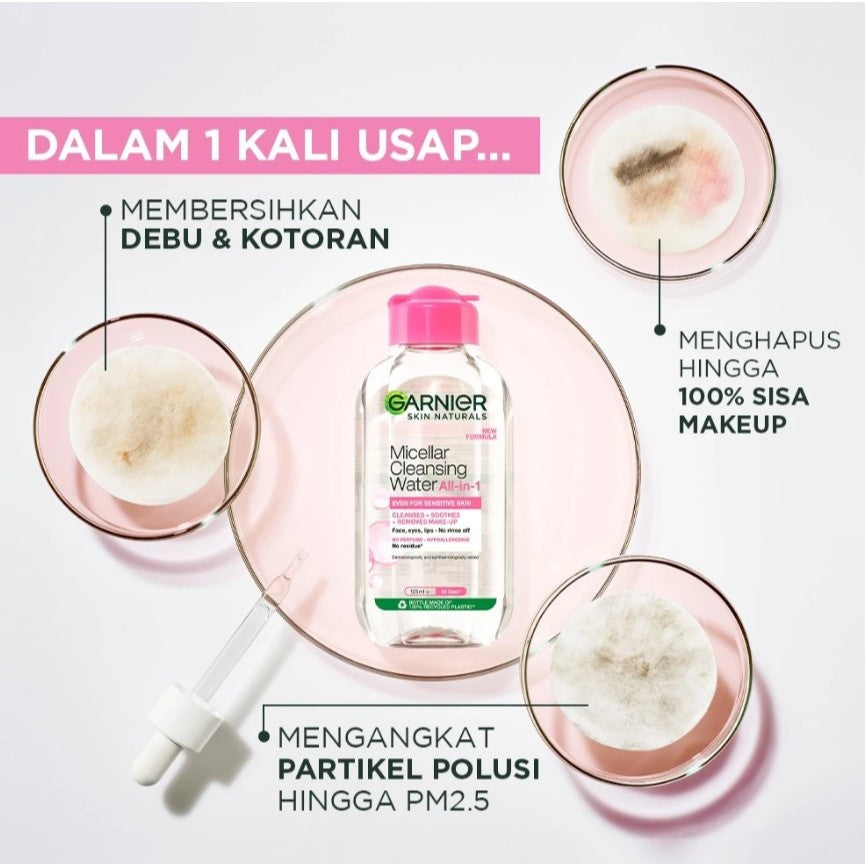 GARNIER Micellar Water ALL VARIANT 400ml Skincare Cleansing - Pembersih Wajah & Make up Membersih dalam sekali swipe Suitable for All Skin Brightening Clear Skin Micellar Cleansing Water