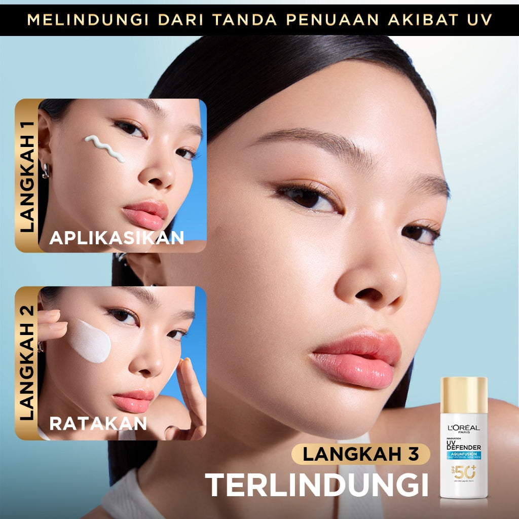 [NEW LAUNCH] L’Oreal Paris UV Defender Aquafusion Daily Water Gel Sunscreen SPF50+ PA++++, Sunscreen Seringan Air, 24 Jam Terhidrasi