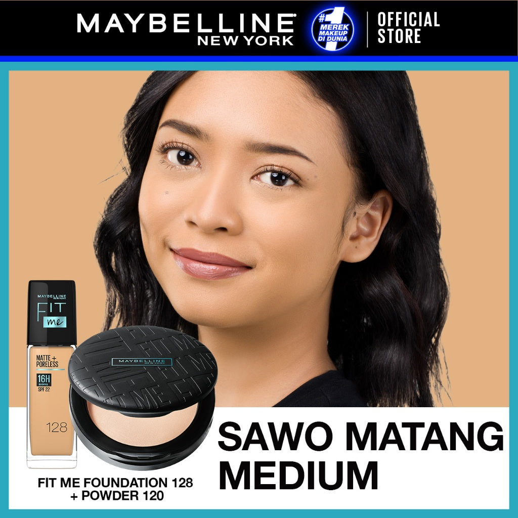 Maybelline Paket Makeup FIT ME Compact Powder + FIT ME Liquid Foundation FREE GIFT | Oil Control Tahan Lama