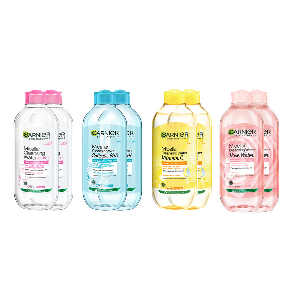 [PAKET HEMAT ISI 2] GARNIER Micellar Water 400ml ALL VARIANT Skincare Cleansing - Pembersih Wajah & Make up untuk Kulit Sensitif Micellar Cleansing Water Paket Skincare 1 set lengkap