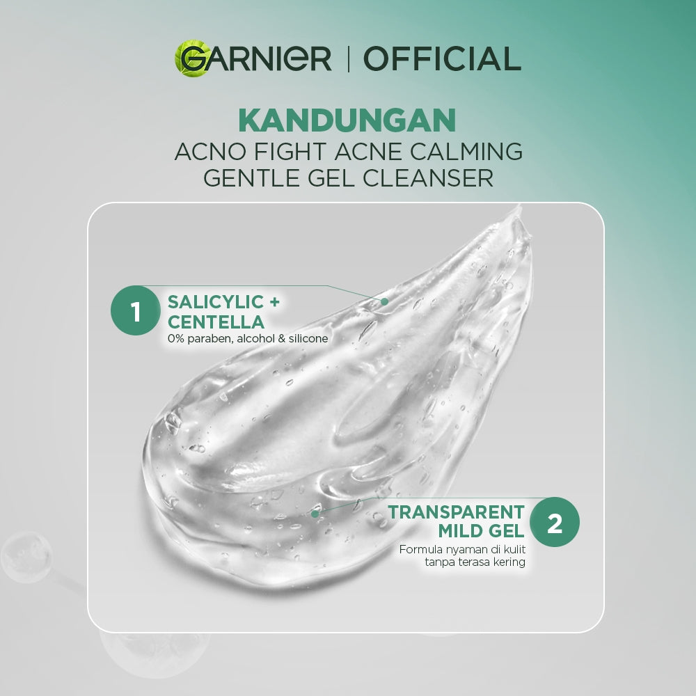 BARU Garnier Men Facial Wash Acno Fight Acne Calming Gentle Low PH Gel Cleanser 100ml Sabun Cuci Muka Pria Moisturizer Sunscreen Face Wash Facial Wash