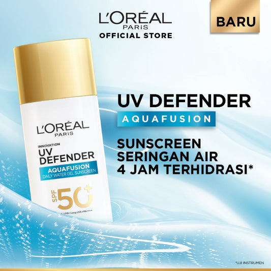 [NEW LAUNCH] L’Oreal Paris UV Defender Aquafusion Daily Water Gel Sunscreen SPF50+ PA++++, Sunscreen Seringan Air, 24 Jam Terhidrasi