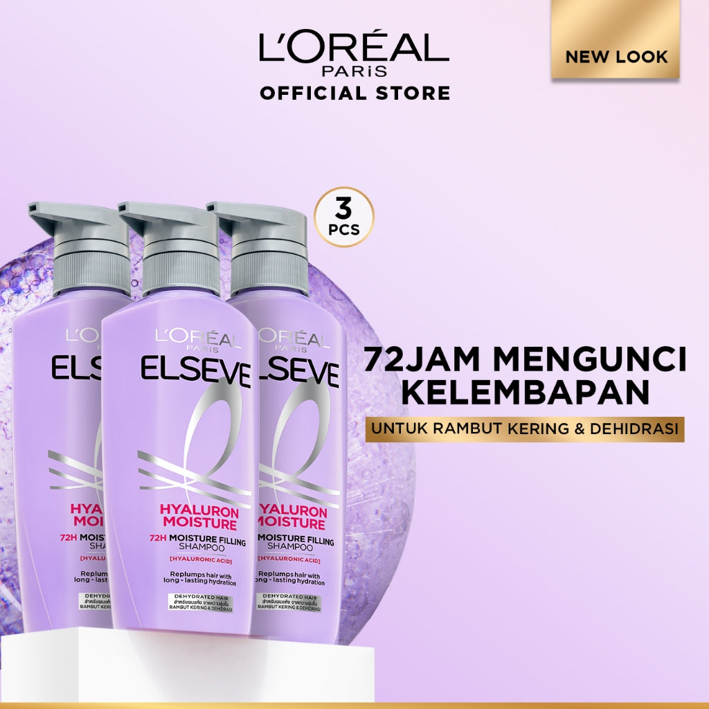 [PAKET HEMAT 3Pcs] L’Oreal Paris Triple Pack ELSEVE Fall Resist, Total Repair 5, Hyaluron Pure, Hyaluron Moisture | Perawatan Rambut Kering, Rontok, Rusak, Lepek & Berminyak