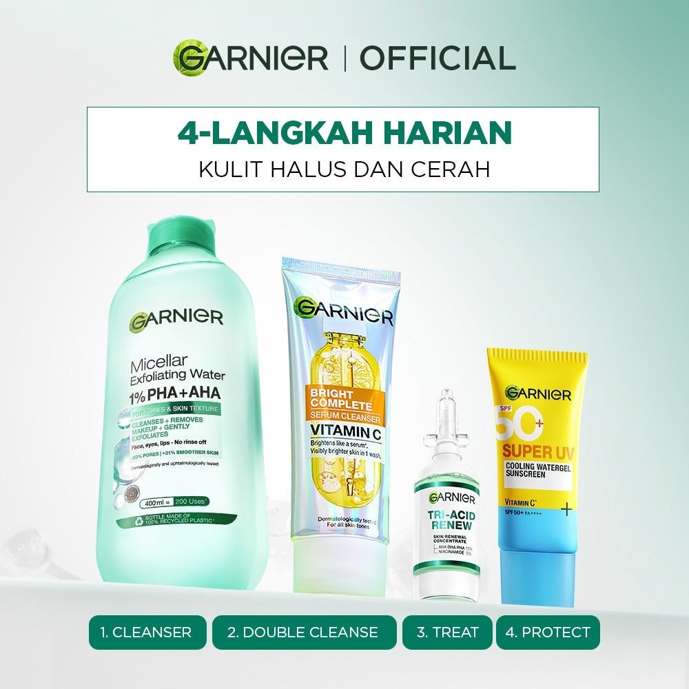 BARU Garnier Micellar Water Peeling Exfoliating 1% AHA + PHA - 400ml Skincare Pembersih Wajah & Make up untuk mengangkat sel kulit mati