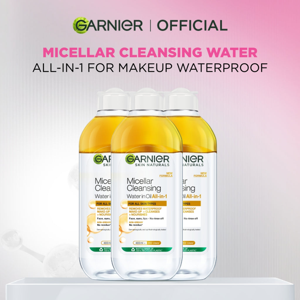 [PAKET HEMAT] GARNIER Micellar Water Oil-Infused Skin Care 400ml Skincare Cleansing Pembersih Wajah & Make up Waterproof untuk semua jenis kulit Micellar Cleansing Water