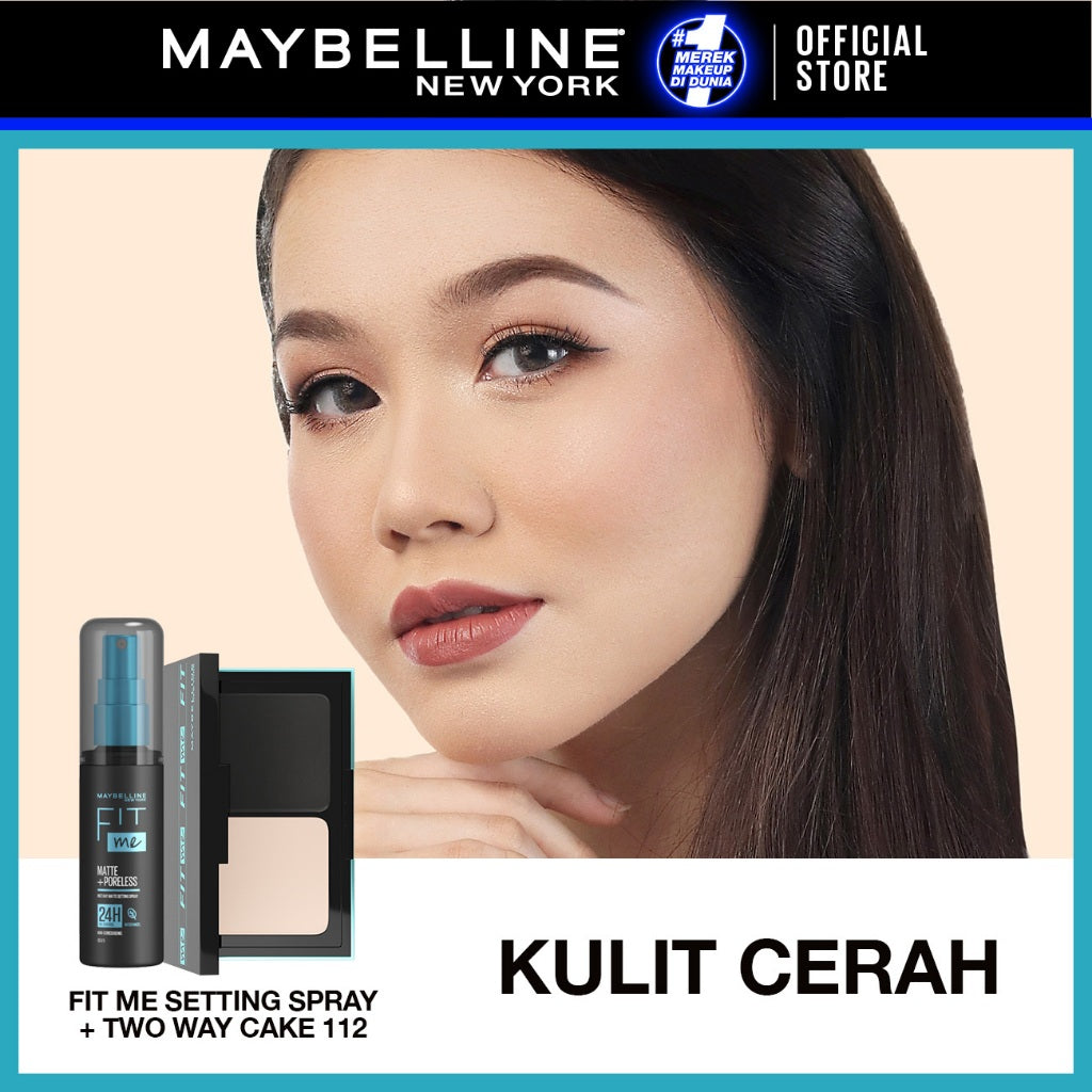 MAYBELLINE OFFICIAL Paket Tahan Longsor Two Way Cake + Setting Spray