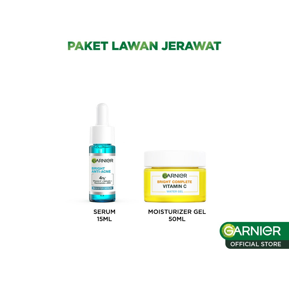 GARNIER Paket Skincare 1 Set Lengkap Salycilic Acid Anti Acne Lawan Jerawat 2pcs 3pcs 5pcs | Day Cream Tone Up Mencerahkan Moisturizer Pelembab Facial Wash Sunscreen