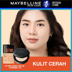 MAYBELLINE OFFICIAL Skin Tint Makeup Kit - FIT ME Fresh Tint 02 + Powder 112 | Skin Tint Foundation SPF 50 PA+++ Vitamin C Serum Face Makeup Natural