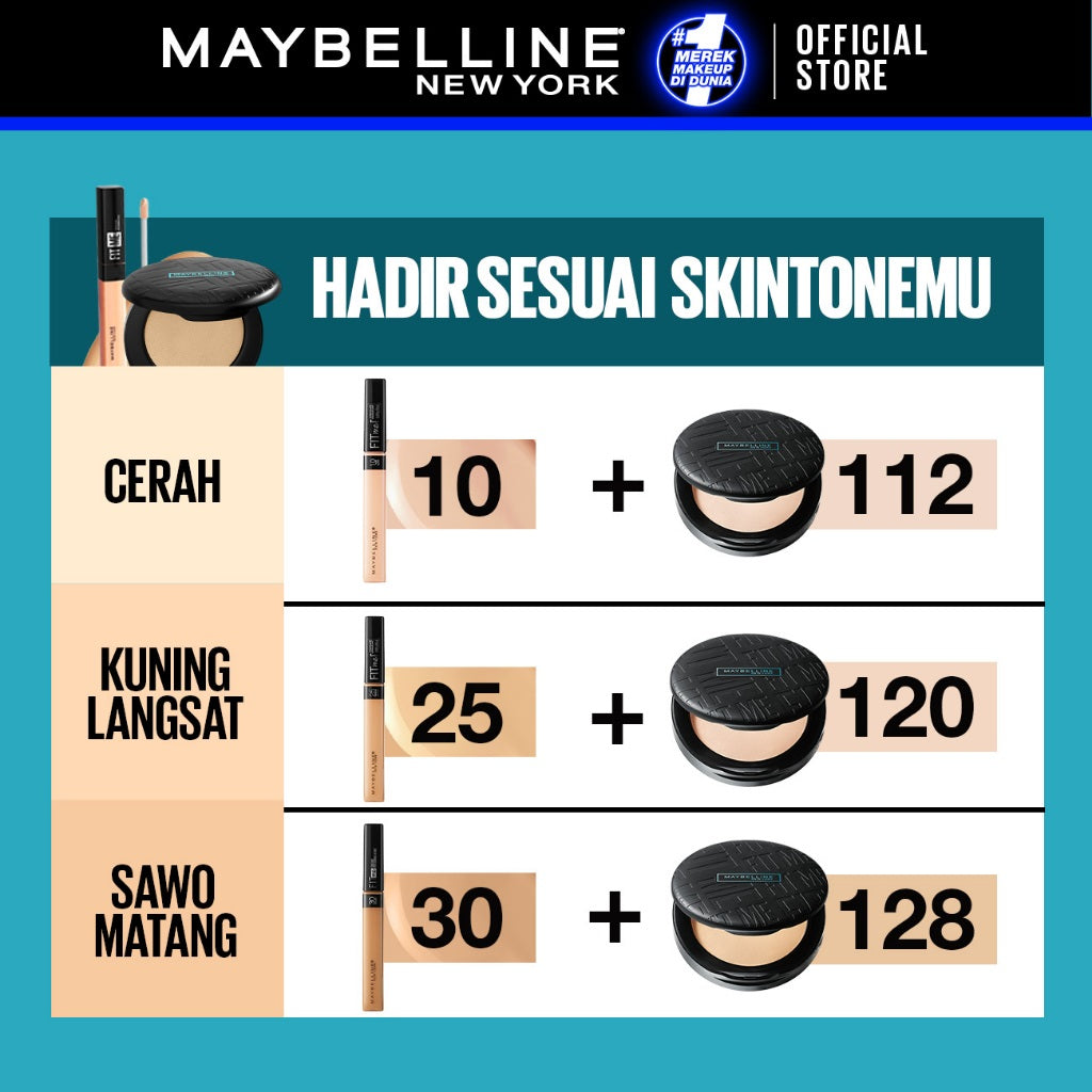 MAYBELLINE OFFICIAL Paket Makeup Pemula Fit Me Concealer + Powder