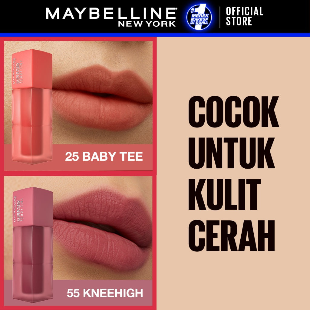 MAYBELLINE OFFICIAL Superstay Teddy Tint 2 pcs 5 mL - Teddy Soft Matte Tahan 12 Jam Lipstick Lipcream Liptint
