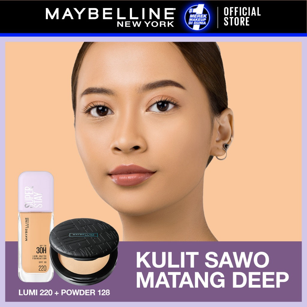 MAYBELLINE OFFICIAL Paket Makeup Superstay Lumi Foundation + Fit Me Compact Powder