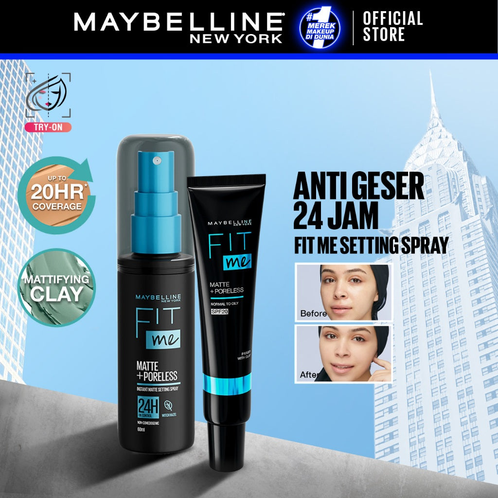 PAKET MAKEUP Fit Me Primer + Setting Spray - Tahan lama hasil Matte Hingga 16 Jam