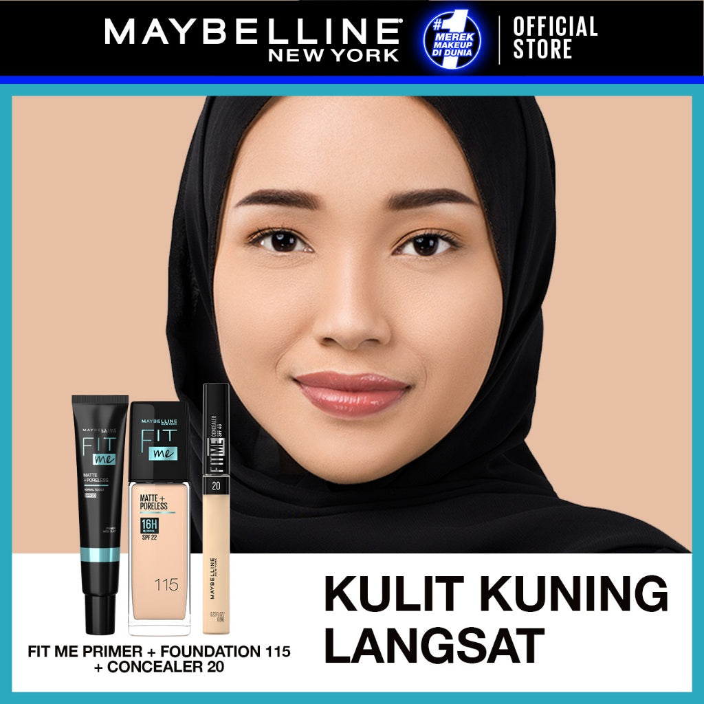 MAYBELLINE OFFICIAL Paket Hemat Face Makeup Fit Me Primer + Liquid Foundation + Concealer