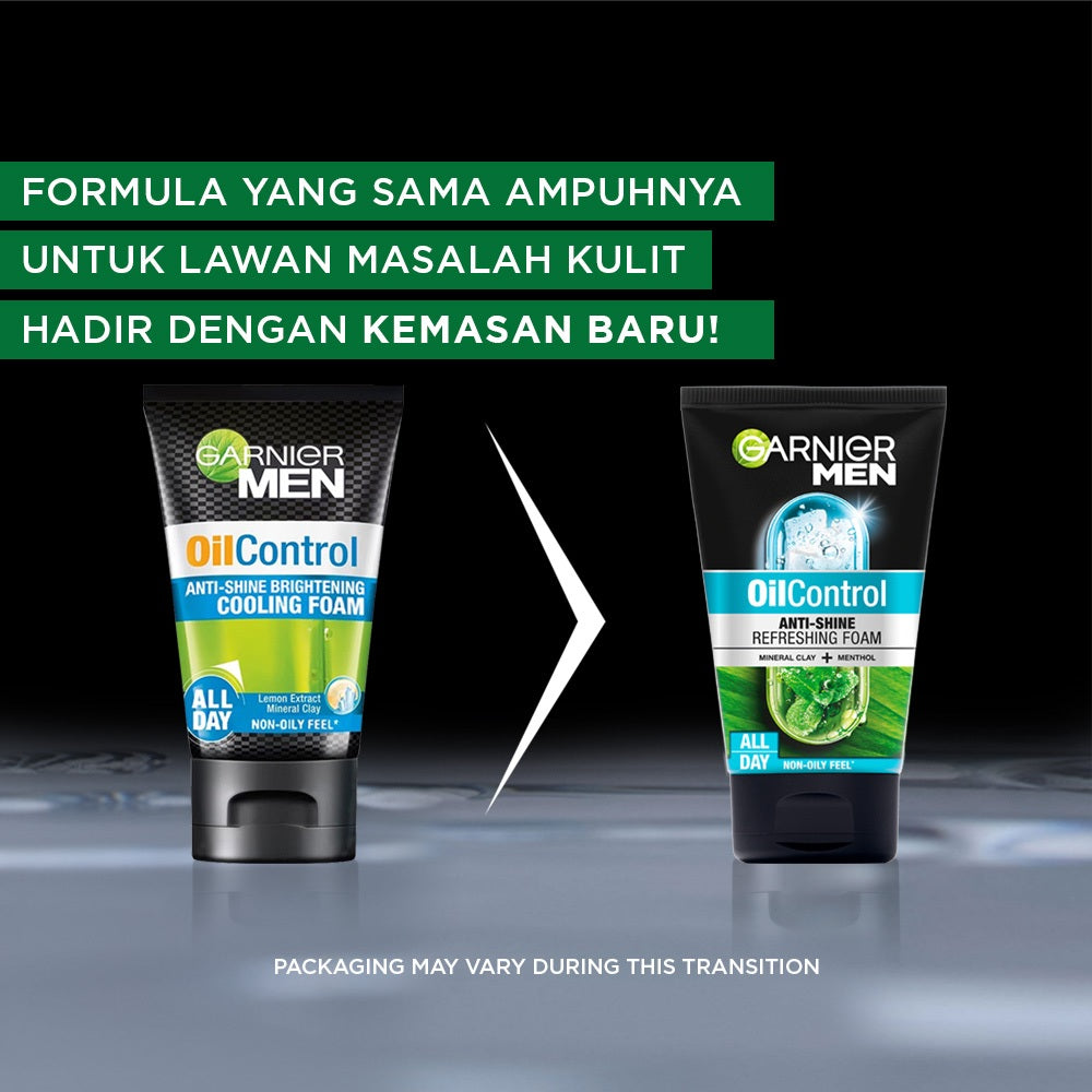 [PAKET HEMAT ISI 2] GARNIER Men Facial Wash Turbolight Oil Control Cooling Foam Skincare 100ml Sabun Cuci Muka Pria Face Wash Pembersih Wajah Sabun Muka Glowing dan Memutihkan