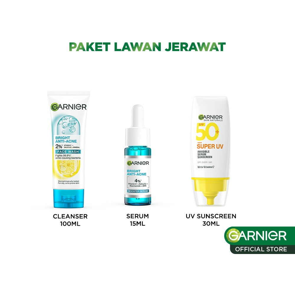 GARNIER Paket Skincare 1 Set Lengkap Salycilic Acid Anti Acne Lawan Jerawat 2pcs 3pcs 5pcs | Day Cream Tone Up Mencerahkan Moisturizer Pelembab Facial Wash Sunscreen