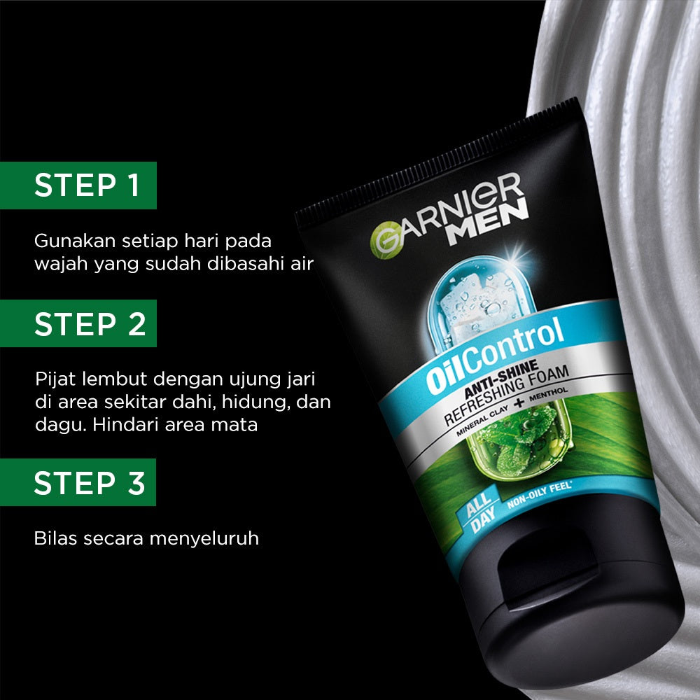 [PAKET HEMAT ISI 2] GARNIER Men Facial Wash Turbolight Oil Control Cooling Foam Skincare 100ml Sabun Cuci Muka Pria Face Wash Pembersih Wajah Sabun Muka Glowing dan Memutihkan