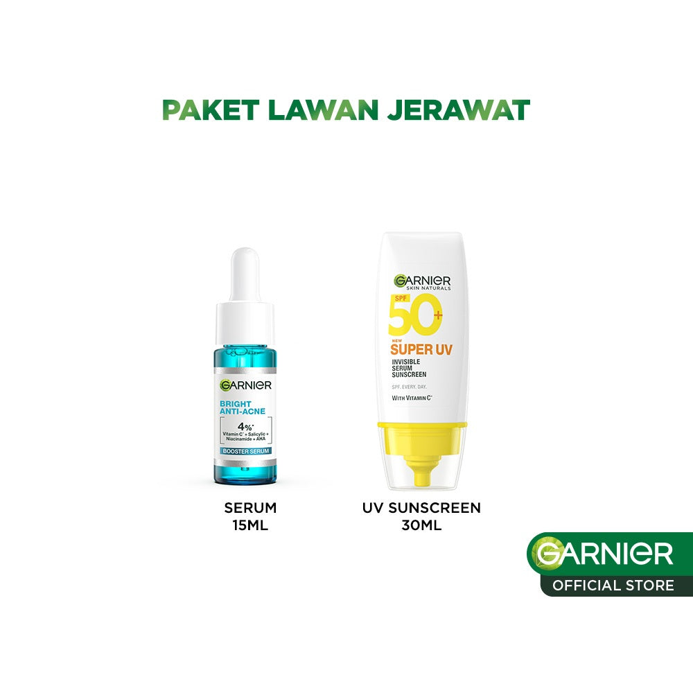 GARNIER Paket Skincare 1 Set Lengkap Salycilic Acid Anti Acne Lawan Jerawat 2pcs 3pcs 5pcs | Day Cream Tone Up Mencerahkan Moisturizer Pelembab Facial Wash Sunscreen