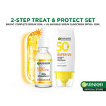 Paket Garnier Bright Complete Vitamin C Serum & Sunscreen Kit - Bright Complete Serum 30 ml + Super UV Invisible Serum Sunscreen SPF 50+ PA++++ 30ml