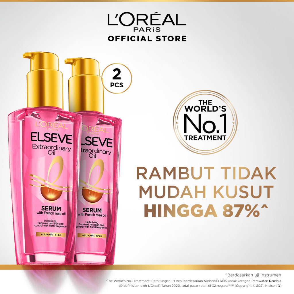 L'Oreal Paris Extraordinary Oil Pink Hair Serum - 100 ml x2 Pcs [Perawatan Rambut]