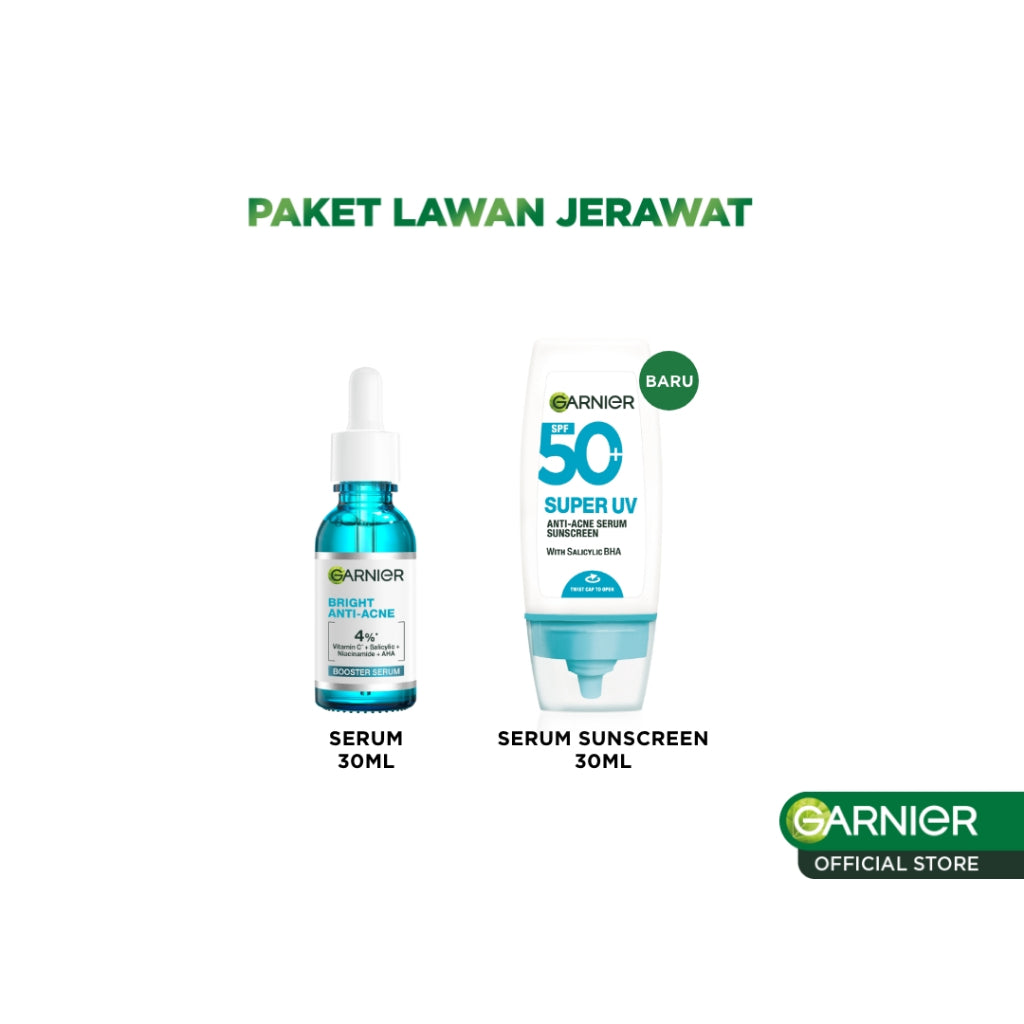 GARNIER Paket Skincare 1 Set Lengkap Salycilic Acid Anti Acne Lawan Jerawat 2pcs 3pcs 5pcs | Day Cream Tone Up Mencerahkan Moisturizer Pelembab Facial Wash Sunscreen