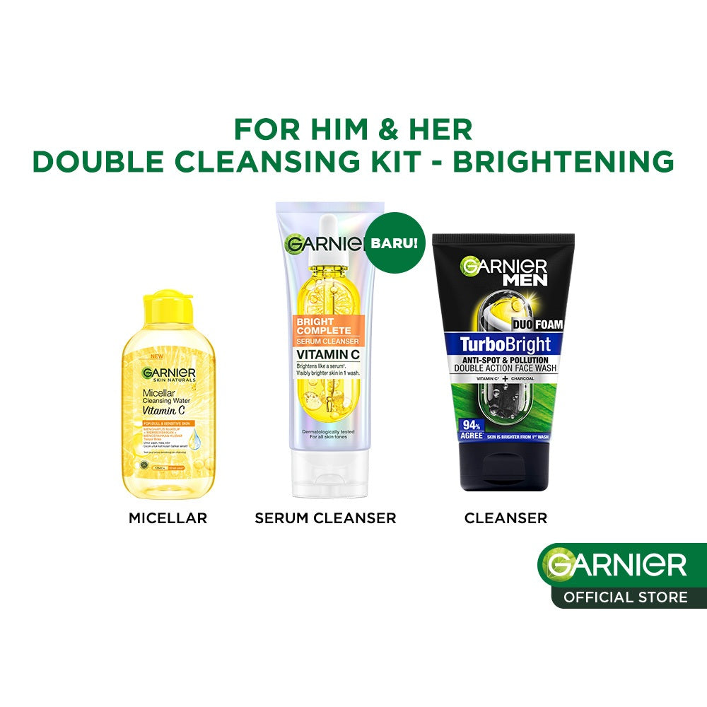 GARNIER MEN Paket Skincare Pria Lengkap Isi 2pcs 3pcs Men Face Care - Micellar Water Face Wash Serum Cleanser Moisturizer Gel Sunscreen