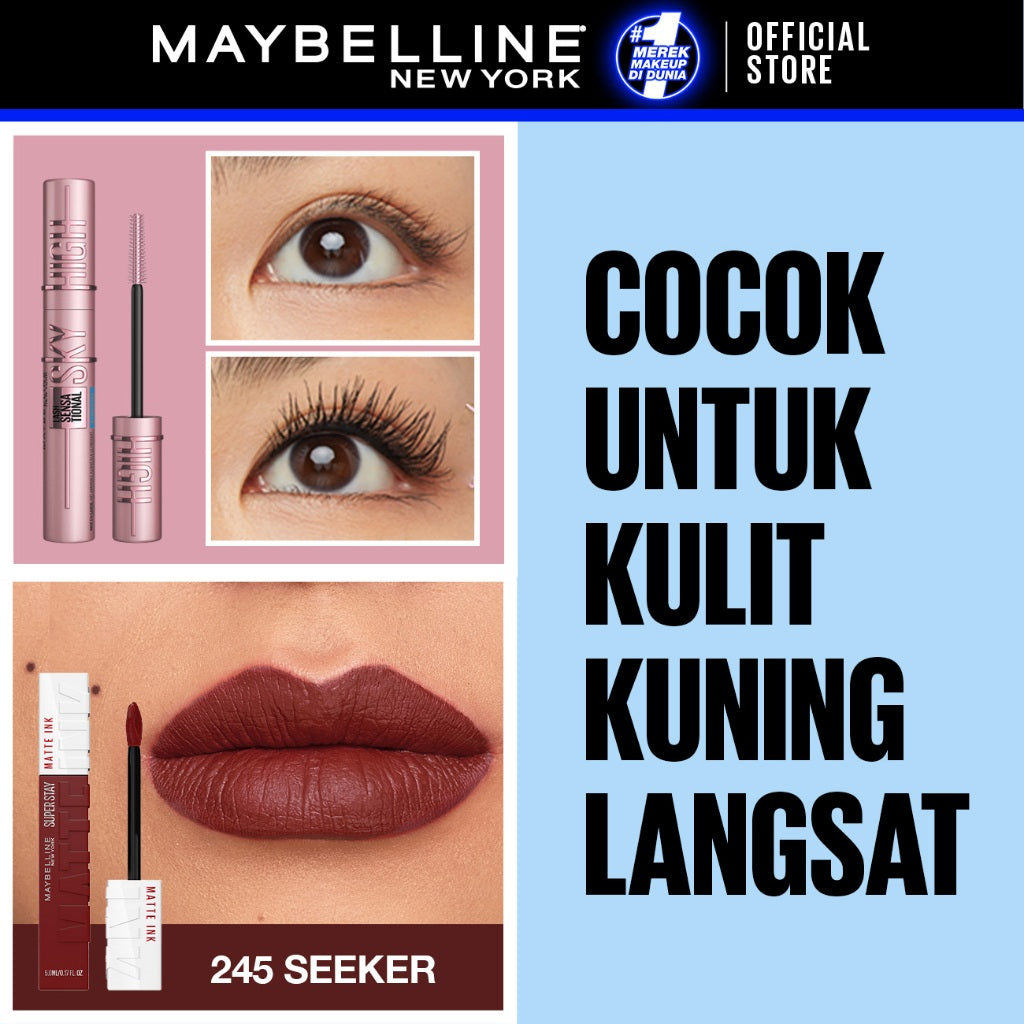 MAYBELLINE OFFICIAL Long Lasting Duo - Sky High Mascara + Superstay Matte Ink | Paket Mascara Lipstick Tahan Lama Waterproof Transferproof Maskara Lipstik