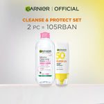 Paket Garnier 2-Step Micellar & Sunscreen Kit - Micellar Water Pink 400ml + Super UV Invisible Serum Sunscreen SPF 50+ PA++++ 30ml