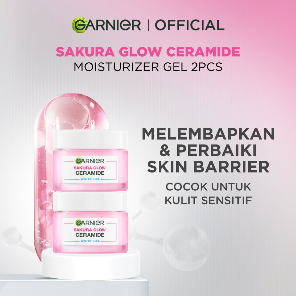 [PAKET HEMAT ISI 2] GARNIER Sakura Glow Ceramide Barrier Moisturizer Gel 50ml Skincare Water Gel Pelembab Ringan mencerahkan tone up pelembab wajah cream pemutih wajah glowing cepat