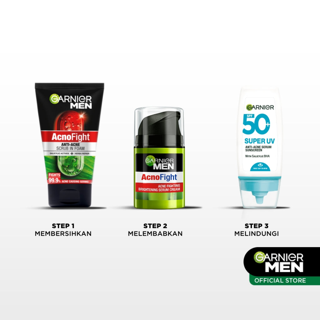 [PAKET HEMAT ISI 2] GARNIER Men Value Skincare Set | Face Wash + Sunscreen SPF 50 PA ++++ | Moisturizer Serum Brightening Sabun Cuci Muka Pria Facial Wash Foam