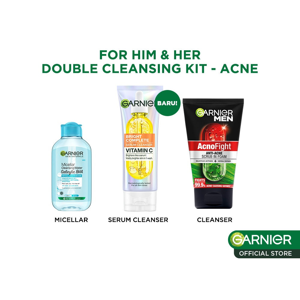 GARNIER MEN Paket Skincare Pria Lengkap Isi 2pcs 3pcs Men Face Care - Micellar Water Face Wash Serum Cleanser Moisturizer Gel Sunscreen