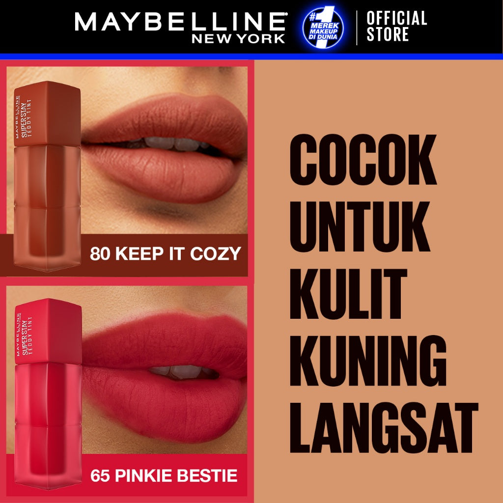 MAYBELLINE OFFICIAL Superstay Teddy Tint 2 pcs 5 mL - Teddy Soft Matte Tahan 12 Jam Lipstick Lipcream Liptint