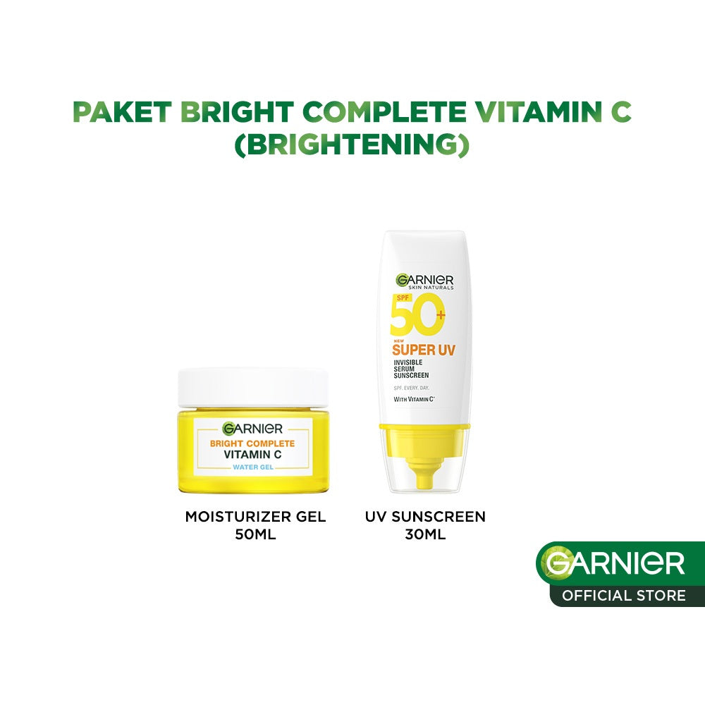 GARNIER Paket Skincare 1 Set Lengkap Vitamin C Brightening 2pcs 3pcs 5pcs| Day Cream Tone Up Mencerahkan Moisturizer Pelembab Facial Wash Sunscreen