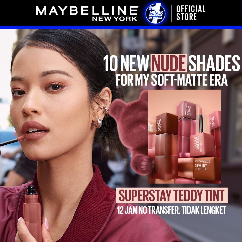 MAYBELLINE OFFICIAL Paket Ombre Superstay Teddy Tint Nudes 2 pcs - Soft Matte Tahan 12 Jam Ombre Set Lipstick Long Lasting Transferproof Waterproof Tahan Lama Lip Tint Lip Velvet Lipstik