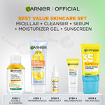 GARNIER Paket Skincare Peeling 1 Set Lengkap Serum Exfoliating Eksfoliasi Wajah Daily Set | tone up mencerahkan moisturizer pelembab