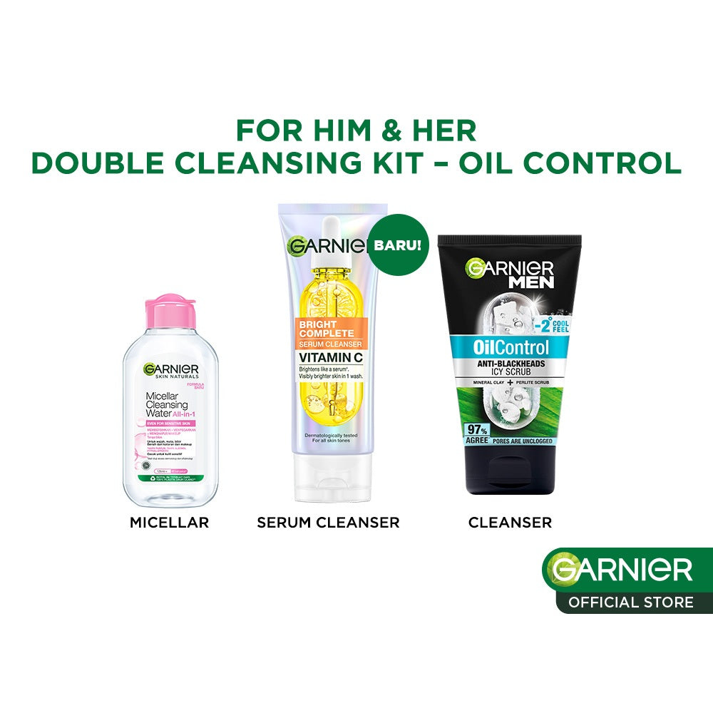 GARNIER MEN Paket Skincare Pria Lengkap Isi 2pcs 3pcs Men Face Care - Micellar Water Face Wash Serum Cleanser Moisturizer Gel Sunscreen