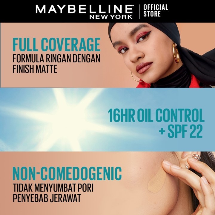 Maybelline Paket Makeup FIT ME Compact Powder + FIT ME Liquid Foundation FREE GIFT | Oil Control Tahan Lama