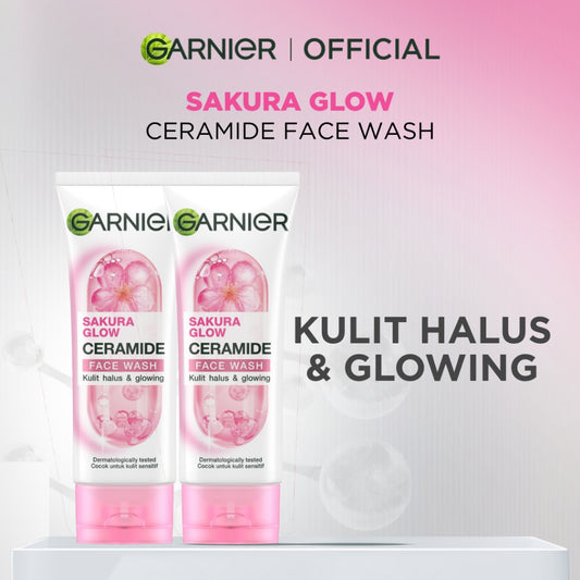 [PAKET HEMAT ISI 2] GARNIER Facial Wash Sakura Glow Ceramide Skin Barrier 100ml Skincare Pembersih Wajah sabun cuci muka sabun muka glowing dan memutihkan