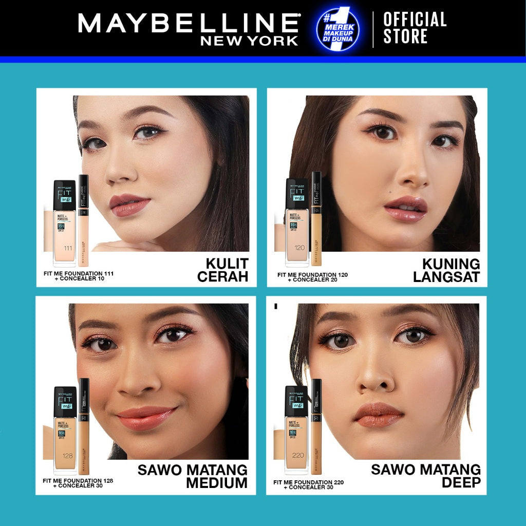 MAYBELLINE OFFICIAL All Day Coverage Kit : Fit Me Liquid Foundation + Fit Me Concealer