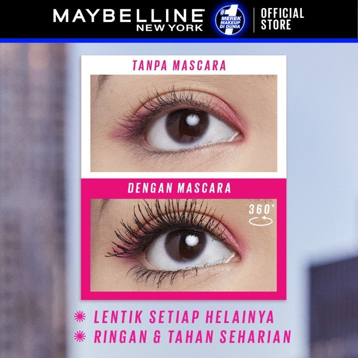 MAYBELLINE OFFICIAL Paket Makeup EYE Firework Mascara + Tattoo 48h Eyeliner - Waterproof Maskara Eye Makeup Black Smudgeproof Panjang