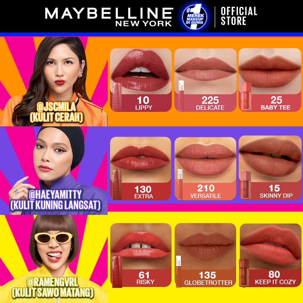 MAYBELLINE OFFICIAL Superstay Lip Bundle Superstay Matte Ink + Superstay Vinyl Ink + Superstay Teddy Tint | Liquid Long Lasting Waterproof Matte Lipstick Lipcream Make Up Transferproof