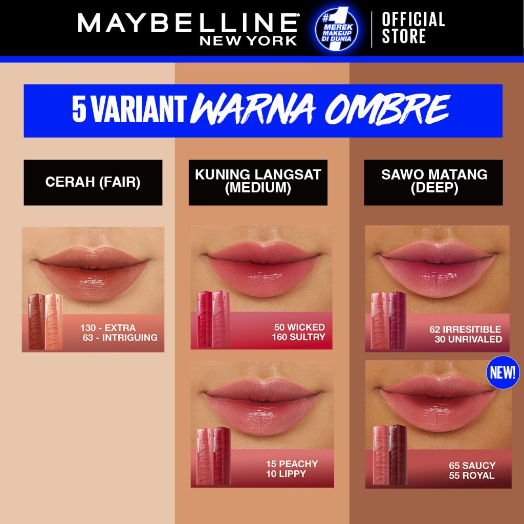 MAYBELLINE OFFICIAL Paket Hemat Superstay Vinyl Ink 2 pcs Ombre Set Lipstick Long Lasting