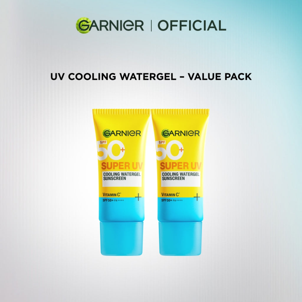 GARNIER Paket Skincare Set 2pc 3pc 5pc | Paket Hemat Super UV Cooling Watergel Sunscreen, Serum Wash Cleanser Moisturizer Gel Super UV Sunscreen SPF